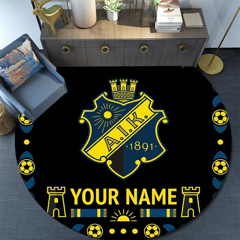 Custom Name AIK Round Area Rug,Carpet Rug for Living Room Bedroom Sofa Playroom Decor,Non-slip Floor Mat