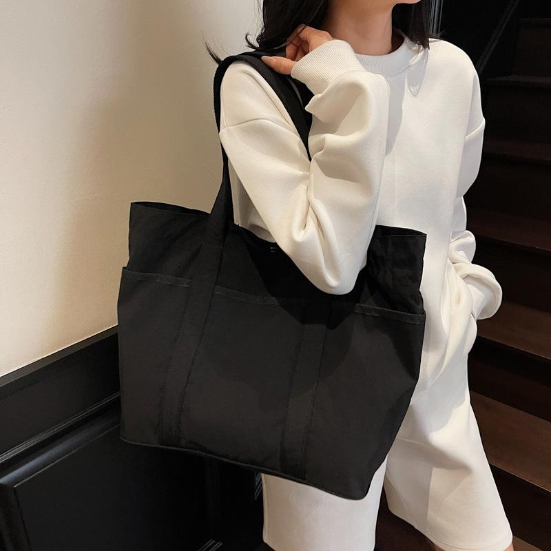 Canvas tote bag women's multi-pocket design large capacity women's handbag shoulder bag travel bag sports yoga bag