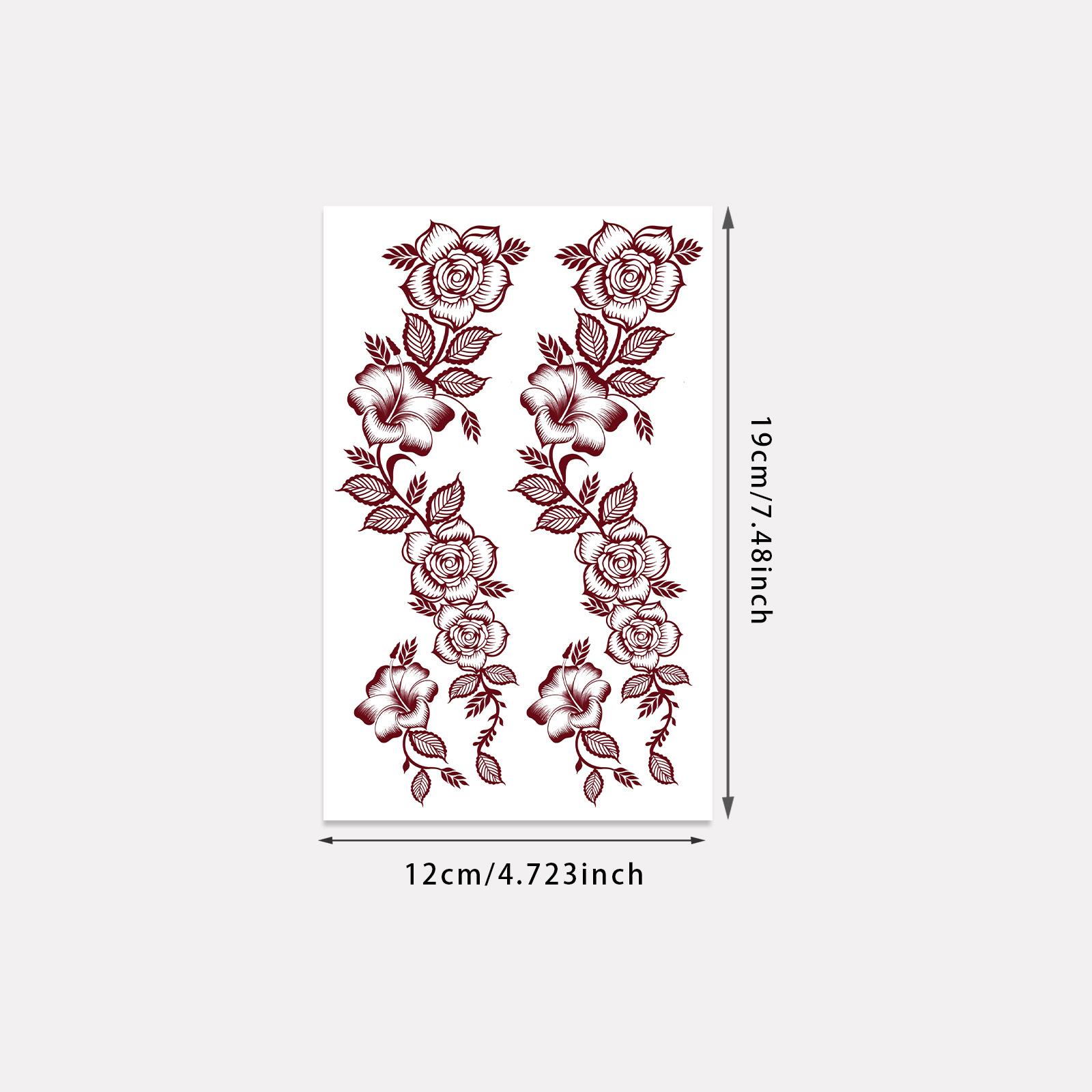 Lace Rose Flower Totem Back Of Hand Tattoo Sticker Tattoo Back Of Hand Tattoo Sticker 12*19CM