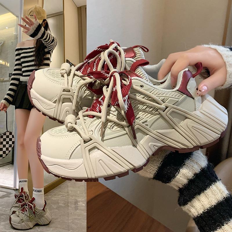 Fashion Spring Autumn Women Chunky Sneakers Casual Shoes Non-slip Wedge Heels Platform Shoes Chaussures 2024 New Femme Sports Dad Shoes