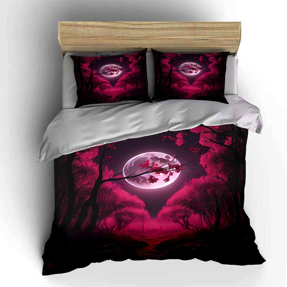 Moonlit Forest Art Decor Set Soft Comfortable Duvet Cover Bedding Set Included 1*Duvet Cover & 2*Pillowcases, Gift