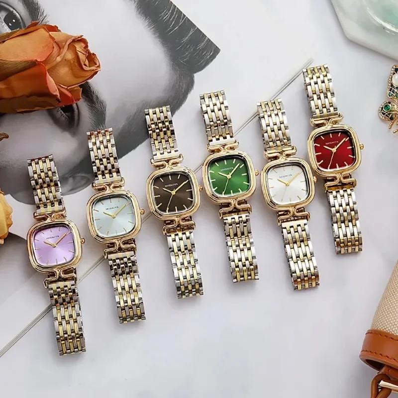 Retro Fashion Ladies Quartz Wristwatches New Square Stainless Steel Band Quartz Watch Woman Student Reloj Mujer Relogio Feminino