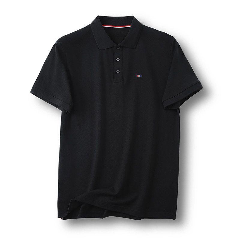 Embroider Polo Shirt Short-Sleeved Shirt Men s Summer New Arrival Silm Lapel T-shirt Export Export Men s Collar T-shirt Black M