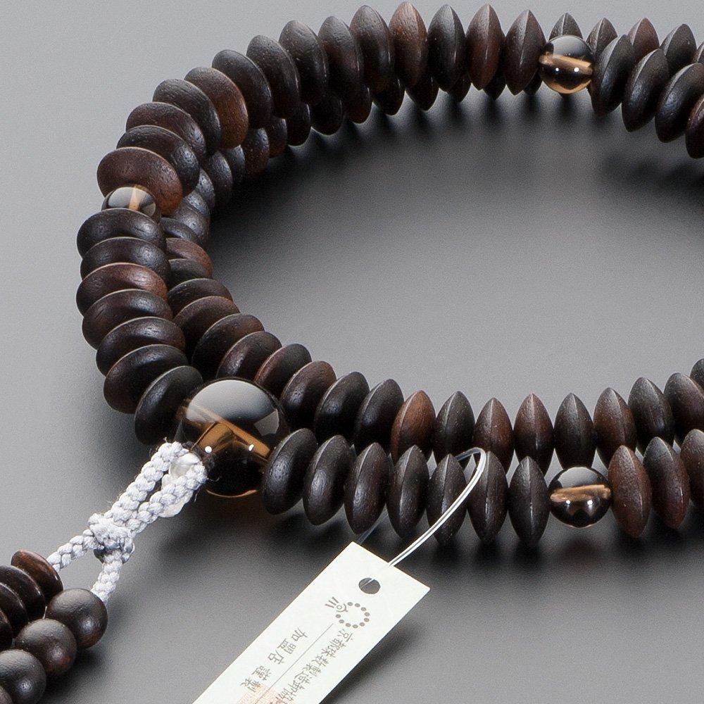 Buddhist Altar Store Takita Shoten Prayer Beads Tendai Sect Authentic Rosary Beads Striped Ebony Brown Crystal Tailoring 9 Inches Pure Silk Hanabon