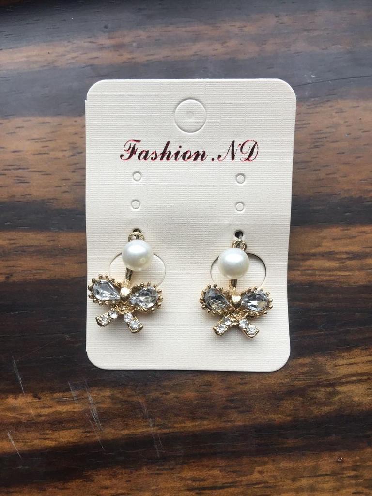 Korean Butterfly & Bowknot Cat's Eye Earrings with Pearl Studs