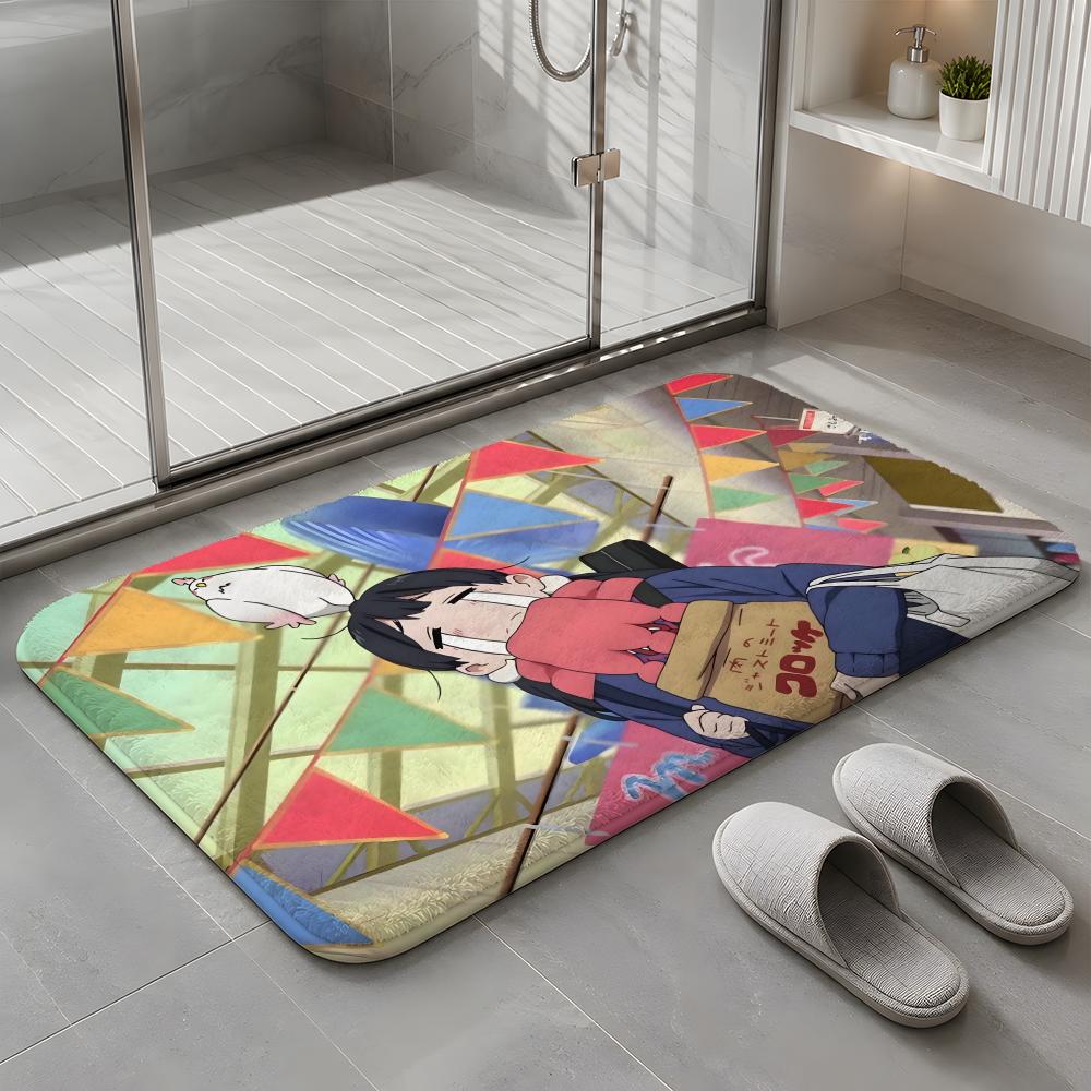 T-Tamako Market Floor Mat Soft Flannel Non-Slip Rug Washable Floor Mat for Living Room Bedroom