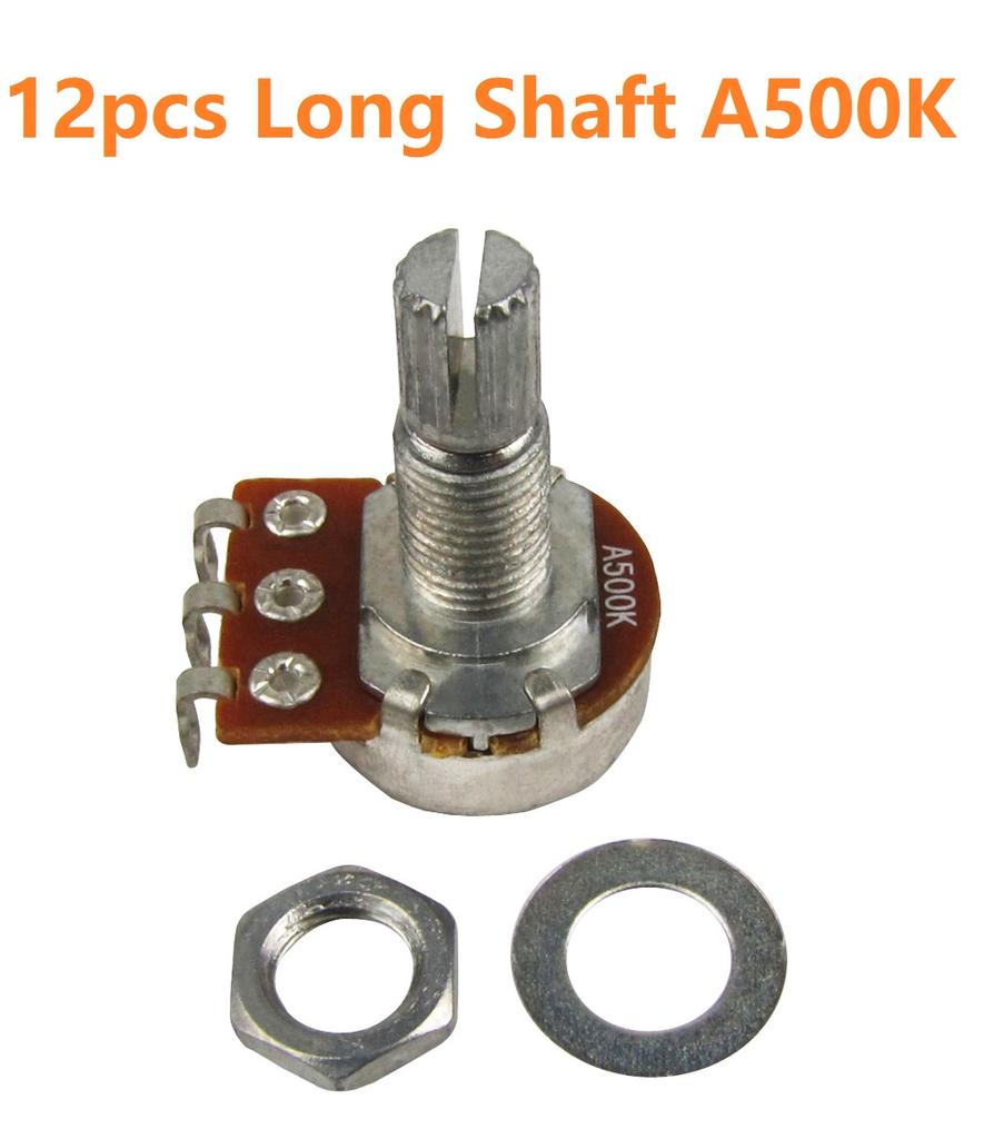 FLEOR 12PCS 18-spline Mini Potentiometers Guitar Pots 500K /250K Long / Short Shaft Choose Electric Guitar Parts