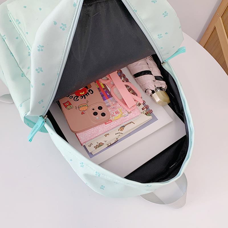 School bag fresh print shoulder junior high school bow girl Harajuku travel back