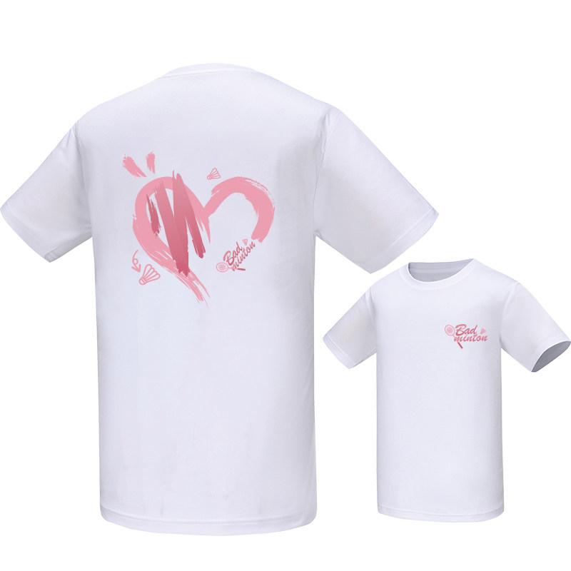 Summer Casual TShirt for Unisex Women Pink Heart Badminton Graphic Tees ONeck Short Sleeve Loose Sport Daily Wear Tops