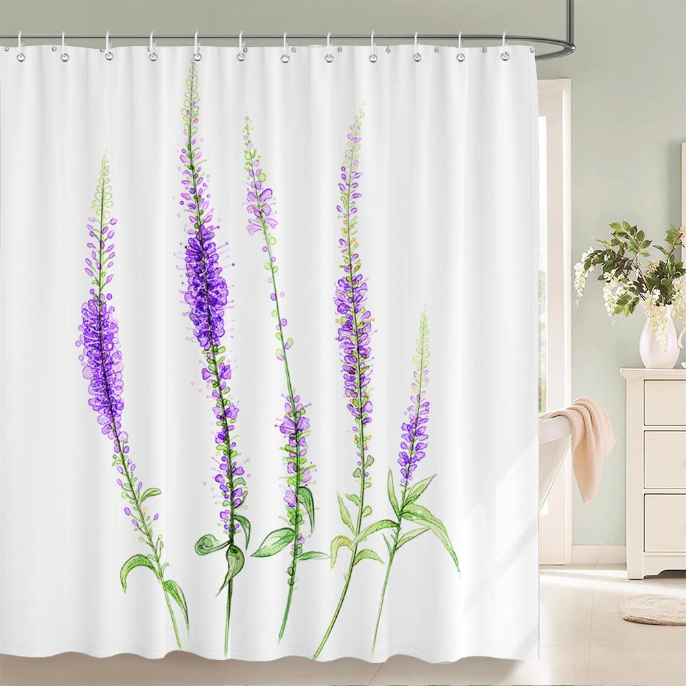 1PC Modern Minimalist leaf Pattern Shower Curtain with Hooks - Design Chic Green leaves Plants Bathroom Curtain Decorationks