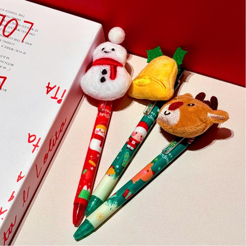 1/3/5 Stück Weihnachten Plüsch Gelstift Cartoon Schneemann Rentier Schwarze Tinte Glatt Schreibender Stift Studenten Schreibwaren Neujahrsgeschenk