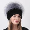 Nouveau Chapeau d'Hiver en Véritable Fourrure de Vison Tricoté avec Pompon 5 Queues Diamant Mode Élégant Chaud Neige Extérieur Bonnets Casquette Femme