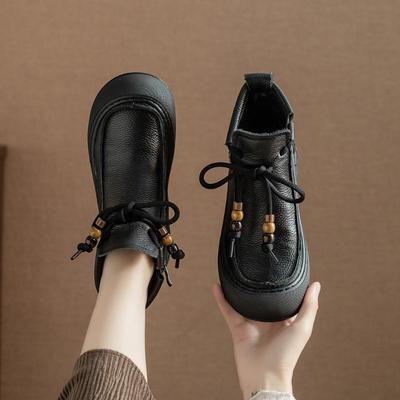 Nouvelles Bottines à Semelles Épaisses, Bottes et Chaussures Chaudes Rétro en Polaire Grande Taille pour Femmes