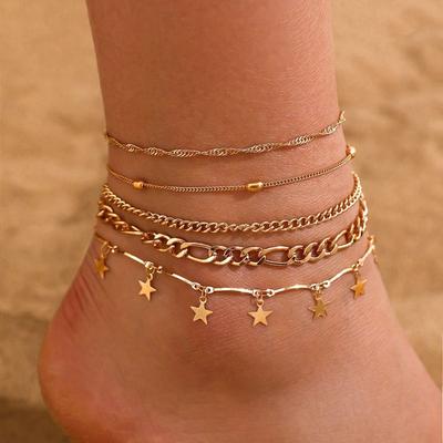 5 In 1 Bohemian Beach Stacked Stars Anklet for Ladies
