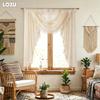 1 PC LOZUJOJU Lace Tassel Swag Valance,Boho Farmhouse Sheer Curtain Head for Kitchen Bedroom Living Room Window Decoration