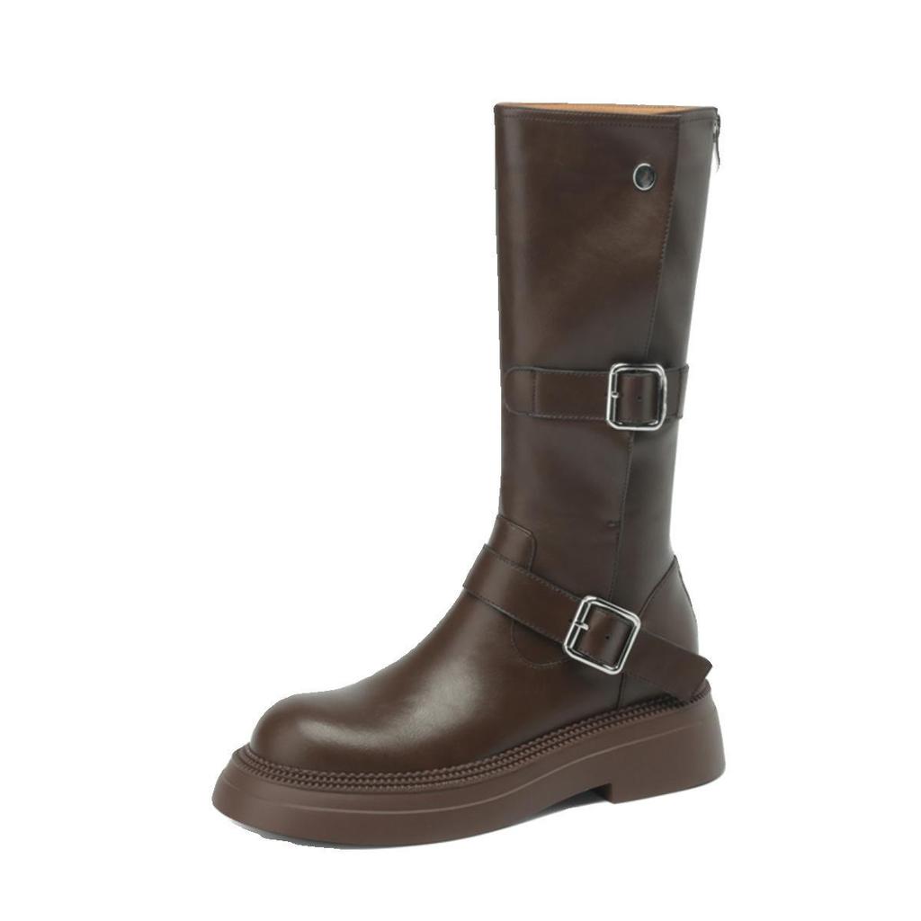 Women's 2024 Autumn/Winter Platform Knee-High Chunky Heel Boots with Thick Soles