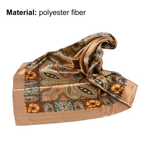 Big Cashew Flower Print Hair Scarf Sun Protection Imitation Silk Square Smooth Retro Neckerchief Scarf for Outdoor