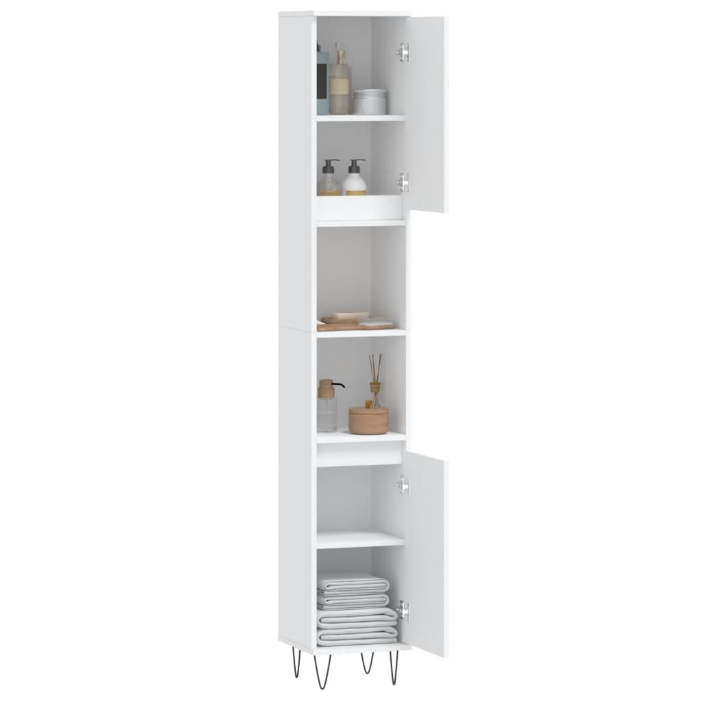 Bathroom Cabinet White 30 x 30 x 190 cm Engineered Wood