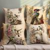 Vintage Bird And Flower Romantic Floral Pillowcasebedroom Living Room Sofa Home Decor Polyester Cushion Cover With Zipper