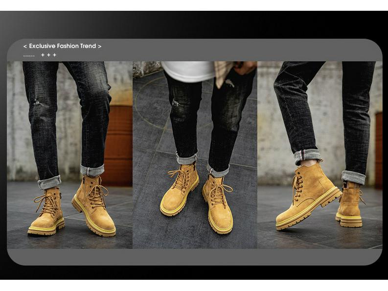 Men's Retro Korean Style Mid-Cut Zipper Leather Boots - British Trendy Design (29156)