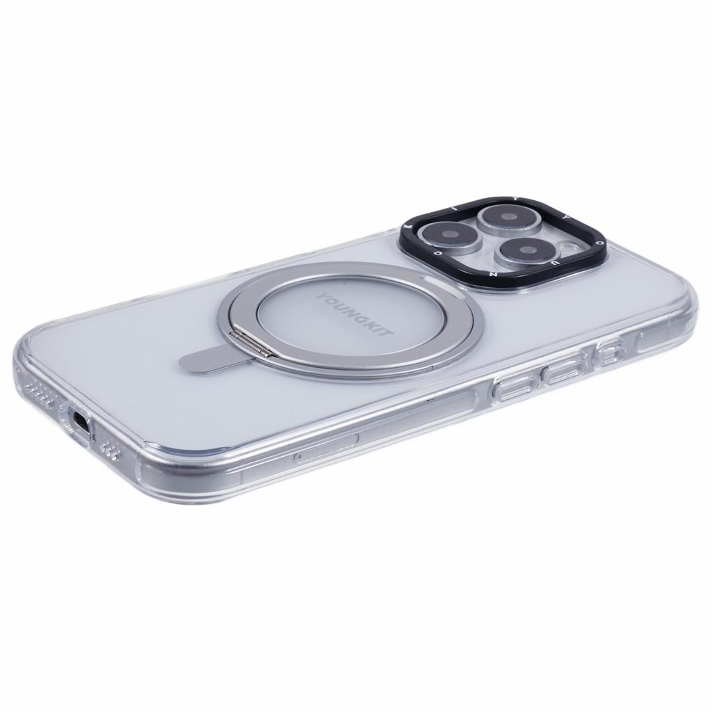 YOUNGKIT For iPhone 16 Pro Max Case Rotating Magnetic Kickstand TPU+PC Phone Cover