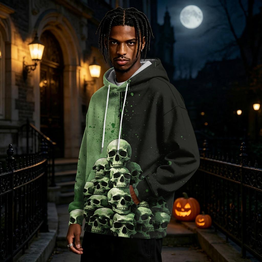 Men's Halloween Print Pullover Hoodie Long Sleeve Sweatshirt