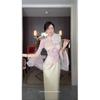 Summer Double Version Jumpsuit Cheongsam Long Skirt Jacquard Embroidery Suspender Casual Temperament