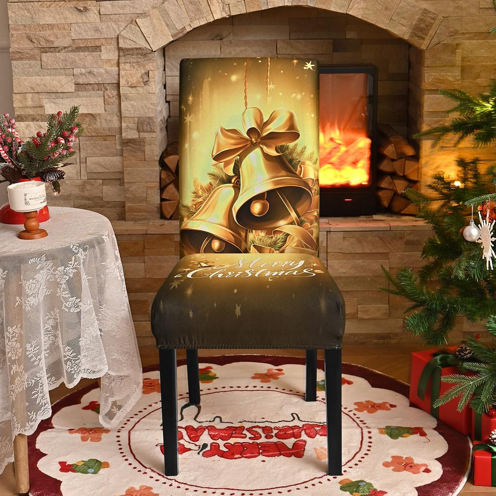 Stretch Print Christmas Chair Cover Christmas Chair Cover Decoration