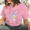 Womens Clothing Cute Bunny Easter Day Gift for Women Bunny Coquette Bow T Shirt Girls Easter Pink Bunny Crew Neck Retro Shirts