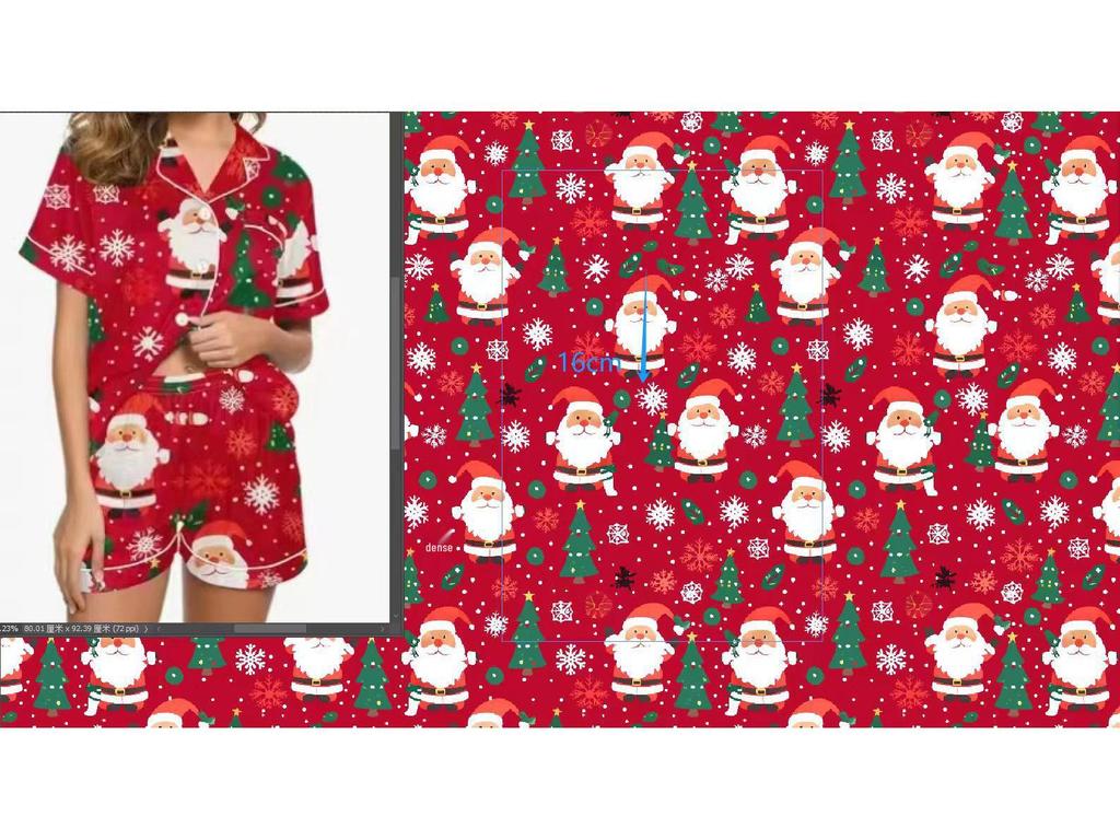 2025 Grenzüberschreitender Weihnachts-Pyjama: Druck Umlegekragen Kurzarm Shorts Hausanzug Set.