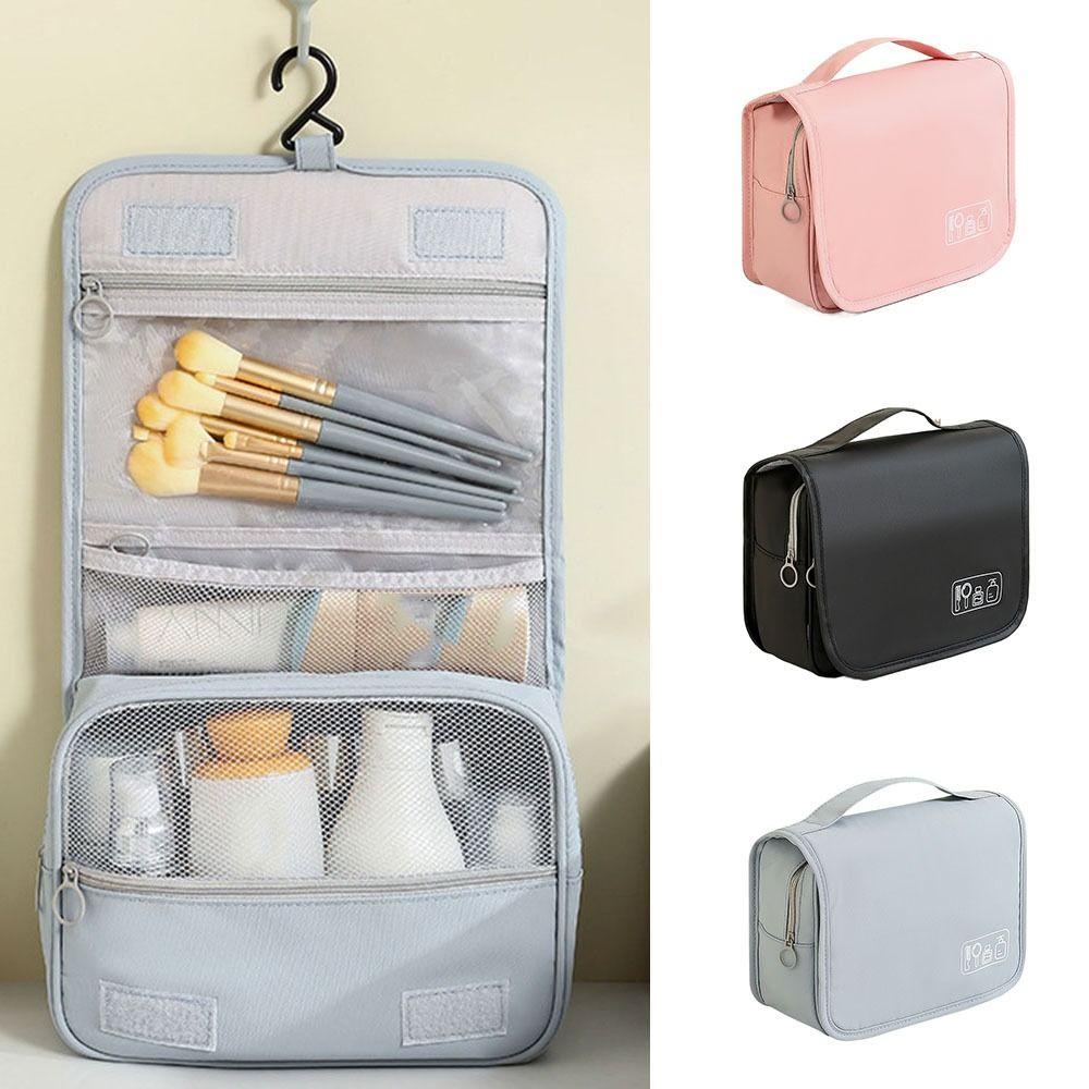 

Waterproof Hanging Toiletry Bag Large Capacity Cosmetic Bag Convenient Women Makeup Bag Travel розовый