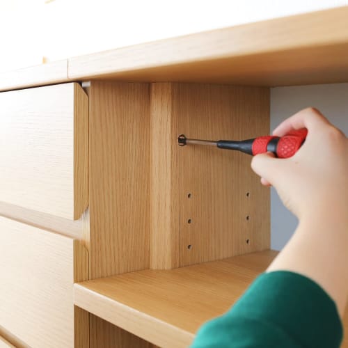 Shirai Sangyo PTS-8545H NA Under-Counter Storage Rack, Drawer Type, 4-Tier, Wooden Unit Storage, Combinable To Fit Kitchen and Dining Spaces, Simple D