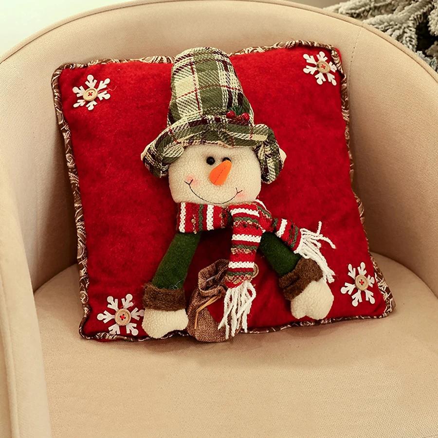 

1pc Christmas Pillowcase, Christmas Decoration Pillowcase, Santa Claus Pillowcase, Snowman, Elk Doll, Home Party Decoration красный