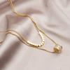 Double Layered Stacked Zircon Small Waist Necklace For Women Luxury Light Premium Sweater Chain