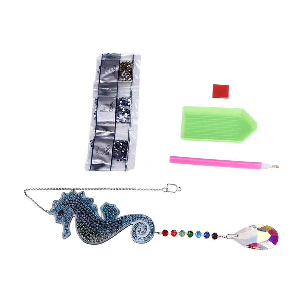 Rhinestones Pendant Unique Hippocampus Shape DIY Painting Decorative Ornament Accessories for Window Home Decoration