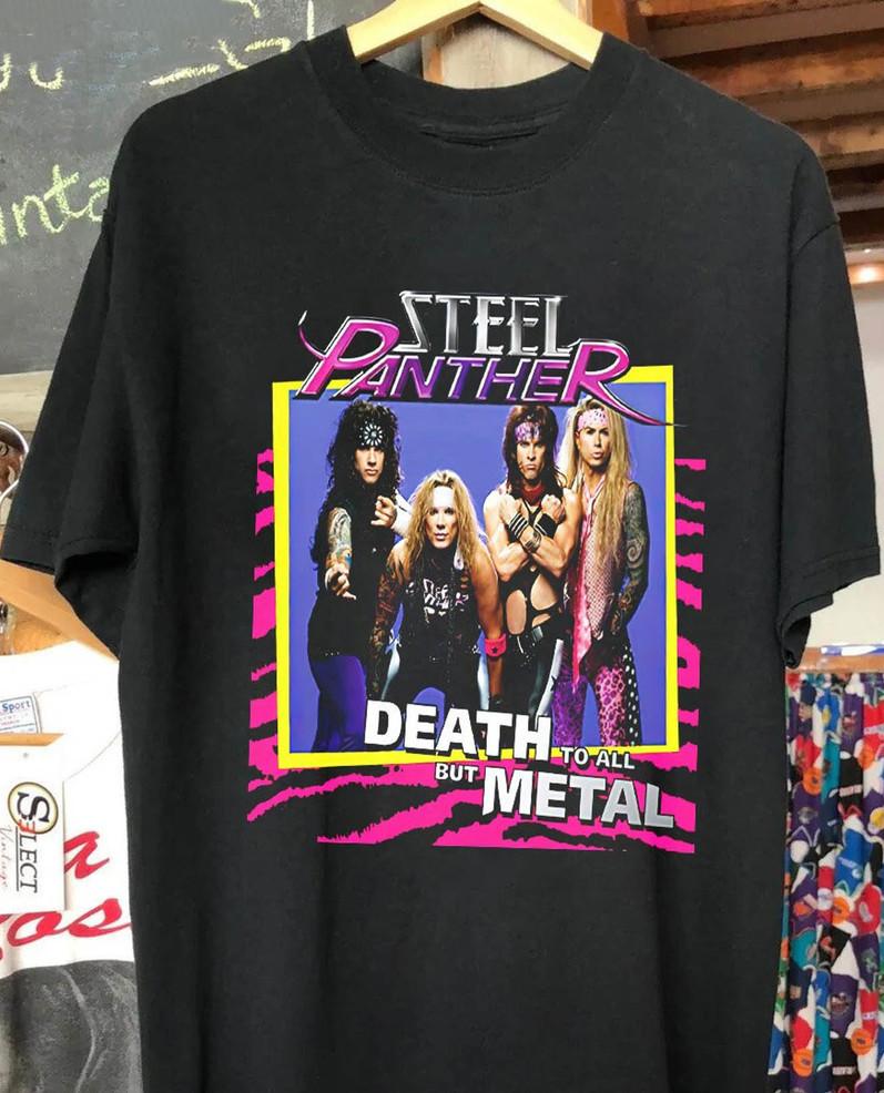 Vtg Steel Panther Band Death To All But Metal Cotton Black All Size TT314 Unisex T-Shirt S