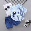 Children's Clothing For Small And Medium-sized Children, Summer New Style Lapel Shirt, Fashionable Printed Overalls Shorts Suit