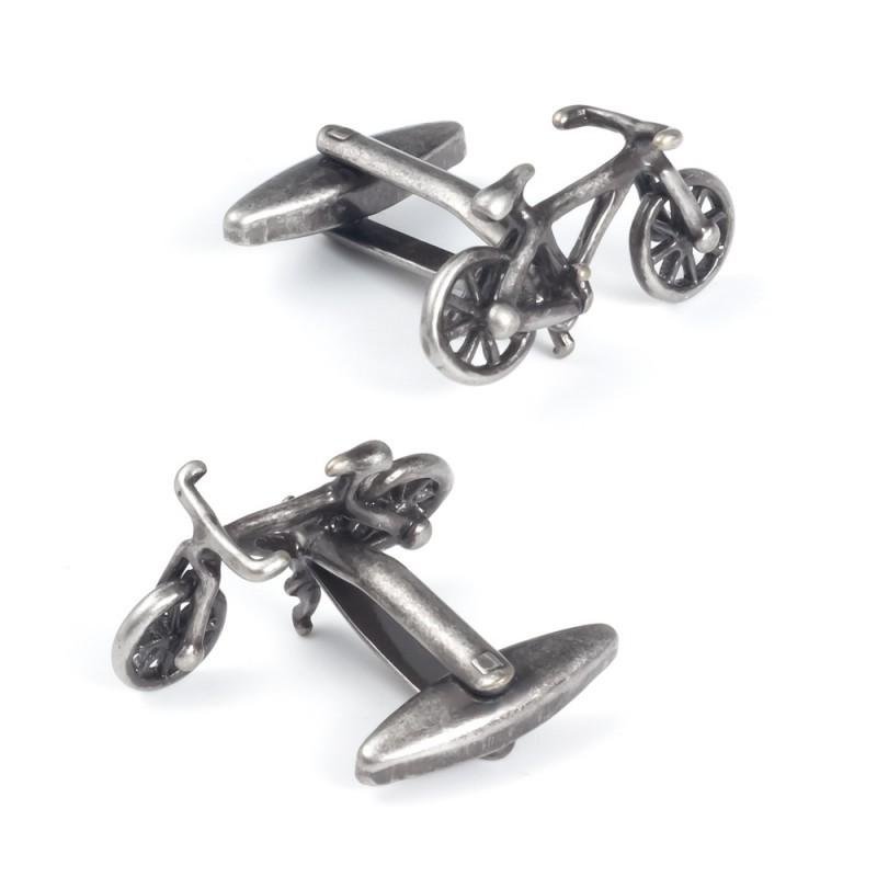 Ancient Silver Bicycle Shaped Copper Cufflinks Men's French Shirt Metal