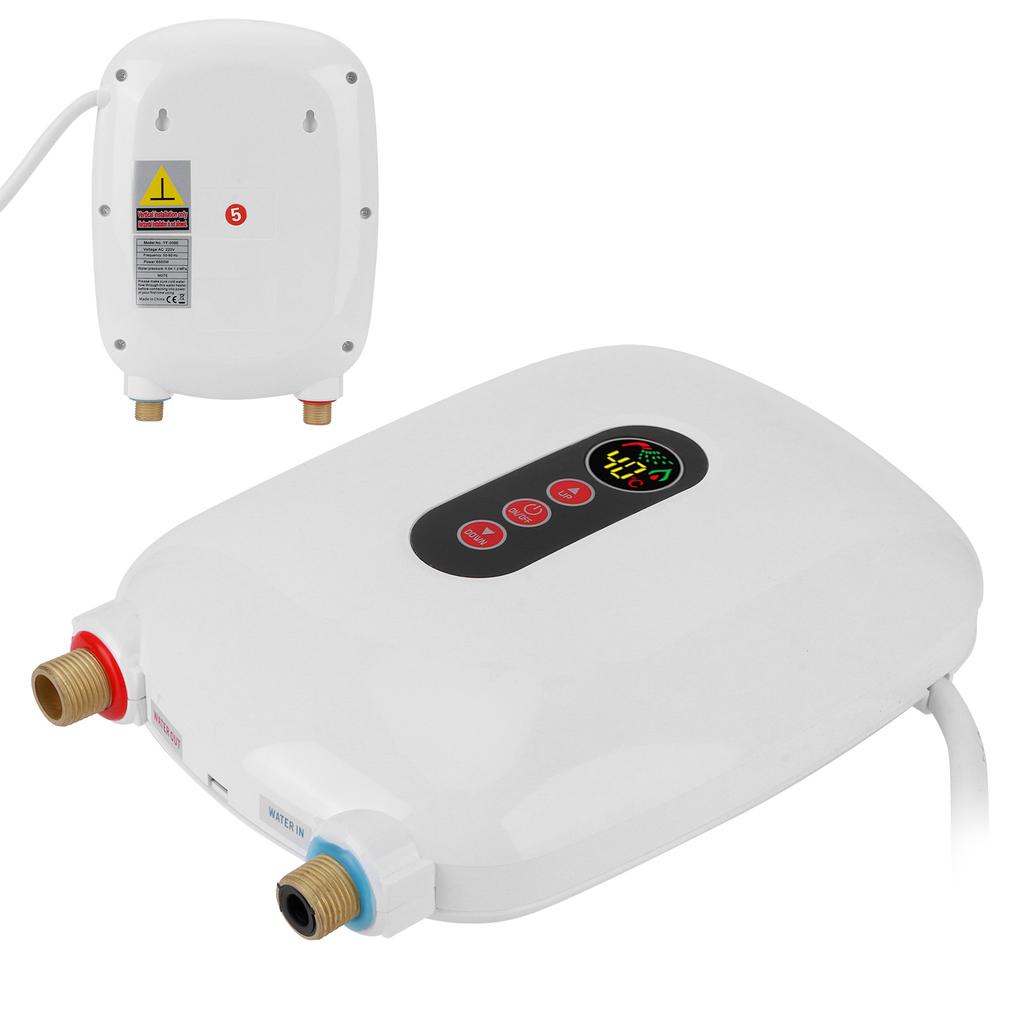 Tankless Water Heater Touch Screen LCD Electric Instant Hot Water Heater Bathroom 220‑240VWhite