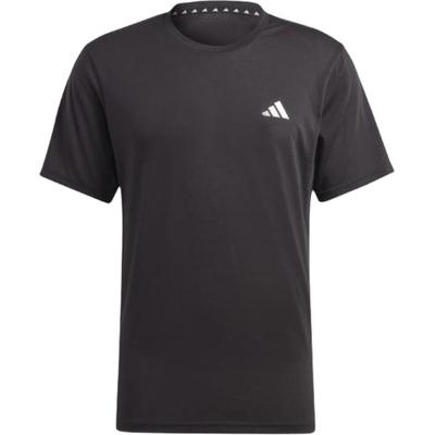 Fitted Crew Neck Logo Print Short Sleeve T-Shirt Men Tops Black IC7421