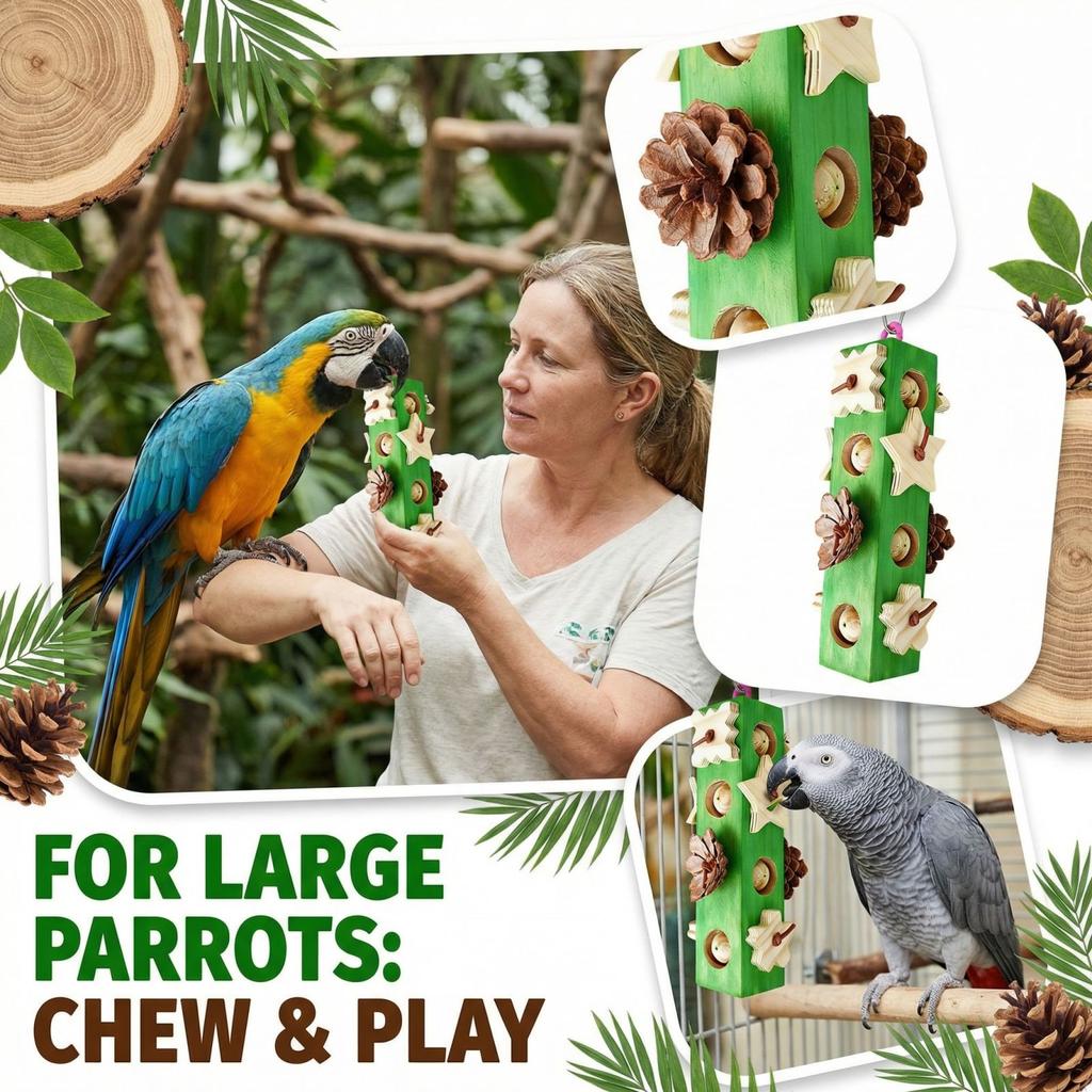 Parrot Grinding Teeth Relieving Boredom Wooden Pinecone Building Chewing Stick