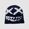 Elastic Y2K Knitted Hat Halloween Black White Pullover Cap Personality Jacquard Woolen Hat  Girls