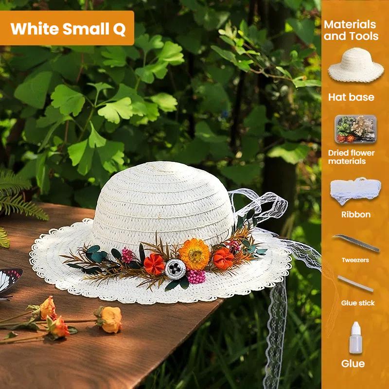 Dropshipping Gift Handmade Material Packaging Creative Gifts Children s Knitted Hats Parent-child Eternal Flower Hat Straw Hat