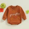 Newborn Baby Girl Boy Pumpkin Letter Embroidered Long Sleeve Sweatshirt Romper Jumpsuit Baby Halloween Clothes