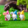 8/16PCs Cute Mini Dwarf Doll Figurine Miniature Resin Gnome Doll Raise A Sign Garden Fairy Landscape Crafts Desktop Ornaments