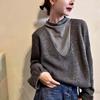 Plus Size Velvet Patchwork Vest Long Sleeve T-shirt - Autumn Women's Fake Two-Piece Korean Style Loose Slimming Top