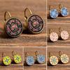Retro mandala flor redonda bronze clipes de orelha meninas mulheres brincos Leaverback
