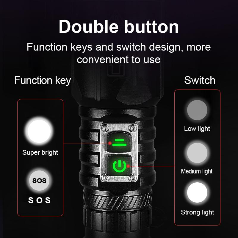 Výkonná svítilna XHP 360 LED svítilna s vysokým lumenem 900000 LM záblesková světla Zoomovatelné světlo svítilny dobíjecí svítilna Vodotěsná světla