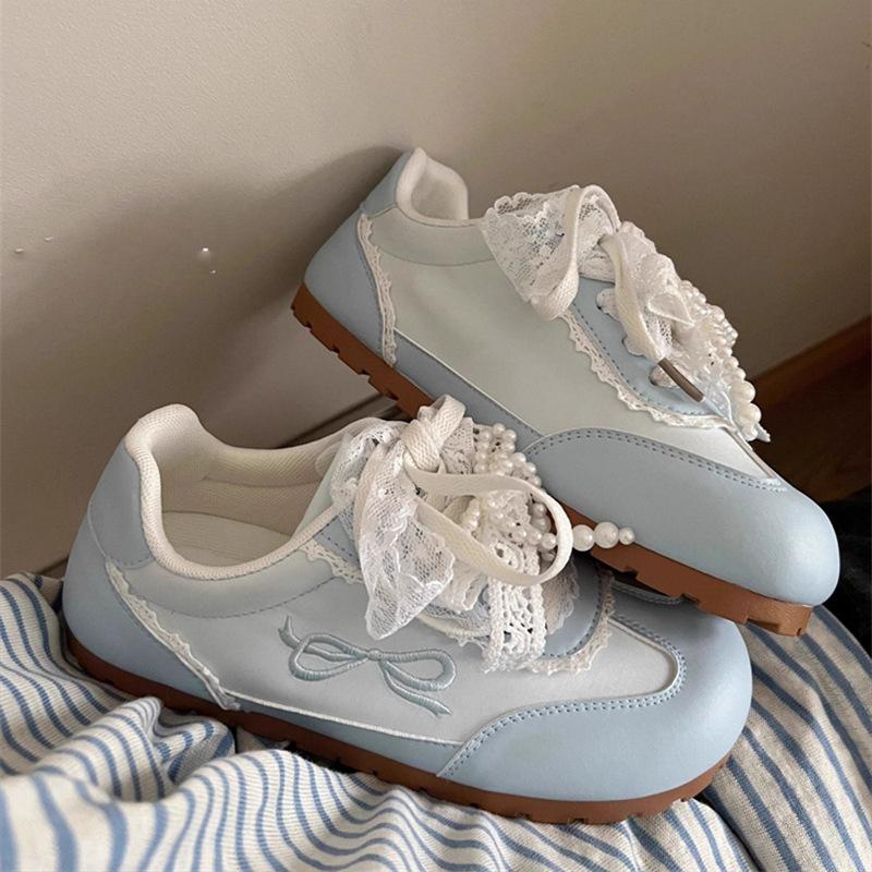 

Розовые кружевные темпераментные кроссовки женские новые летние дышащие нишевые оригинального дизайна универсальные кеды 40 синий