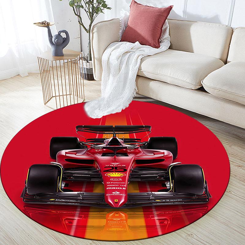 Racing car pattern round rug,Carpet Rug for Living Room Bedroom Playroom ,Non-slip Floor Mat,Holiday Gifts and Birthday Gifts.
